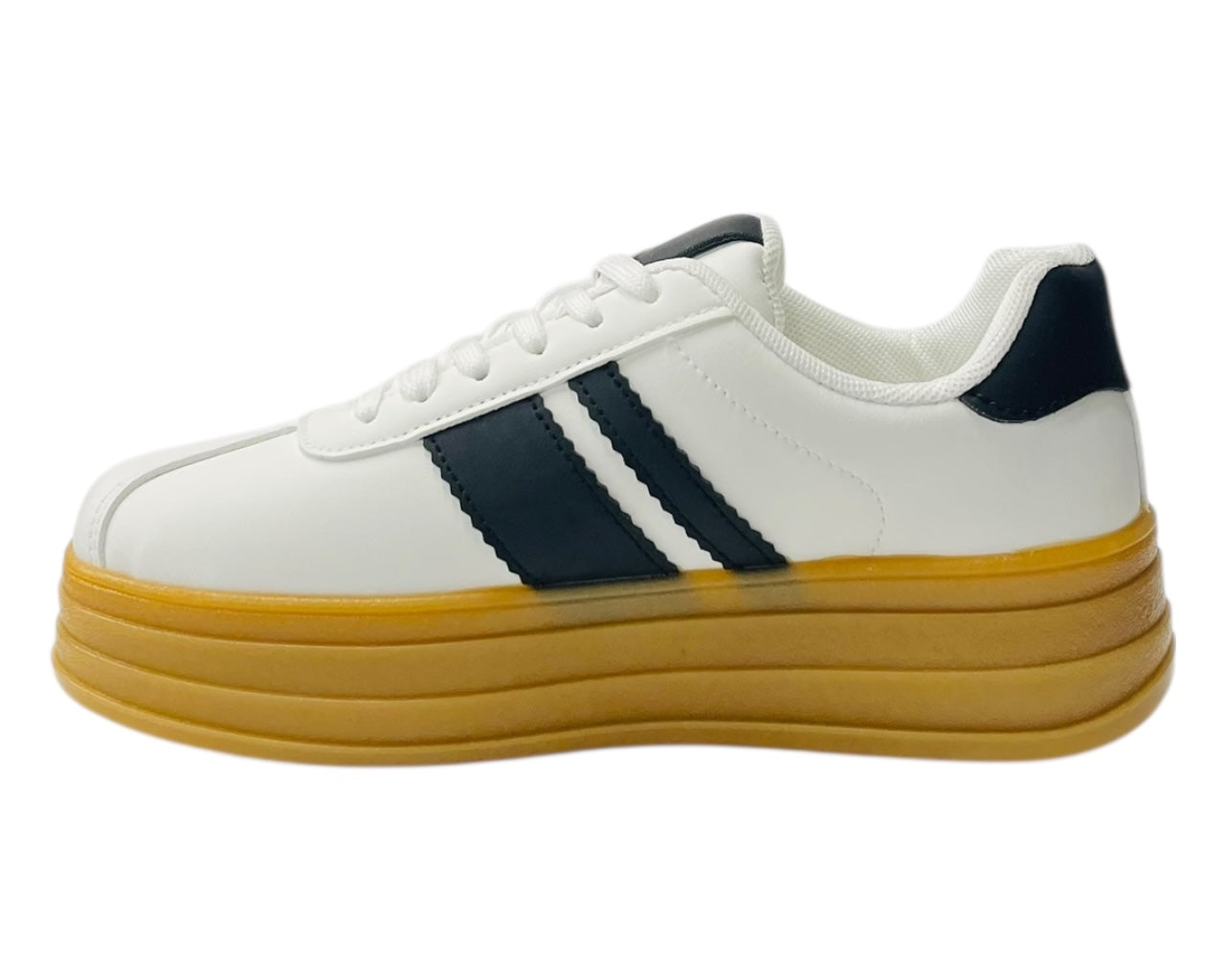 Platform Faux Leather Lace Up Trainers