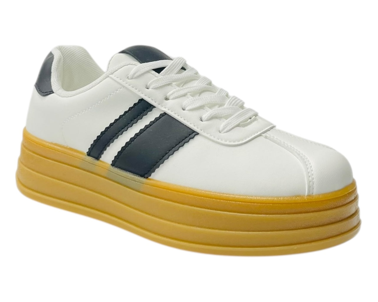 Platform Faux Leather Lace Up Trainers