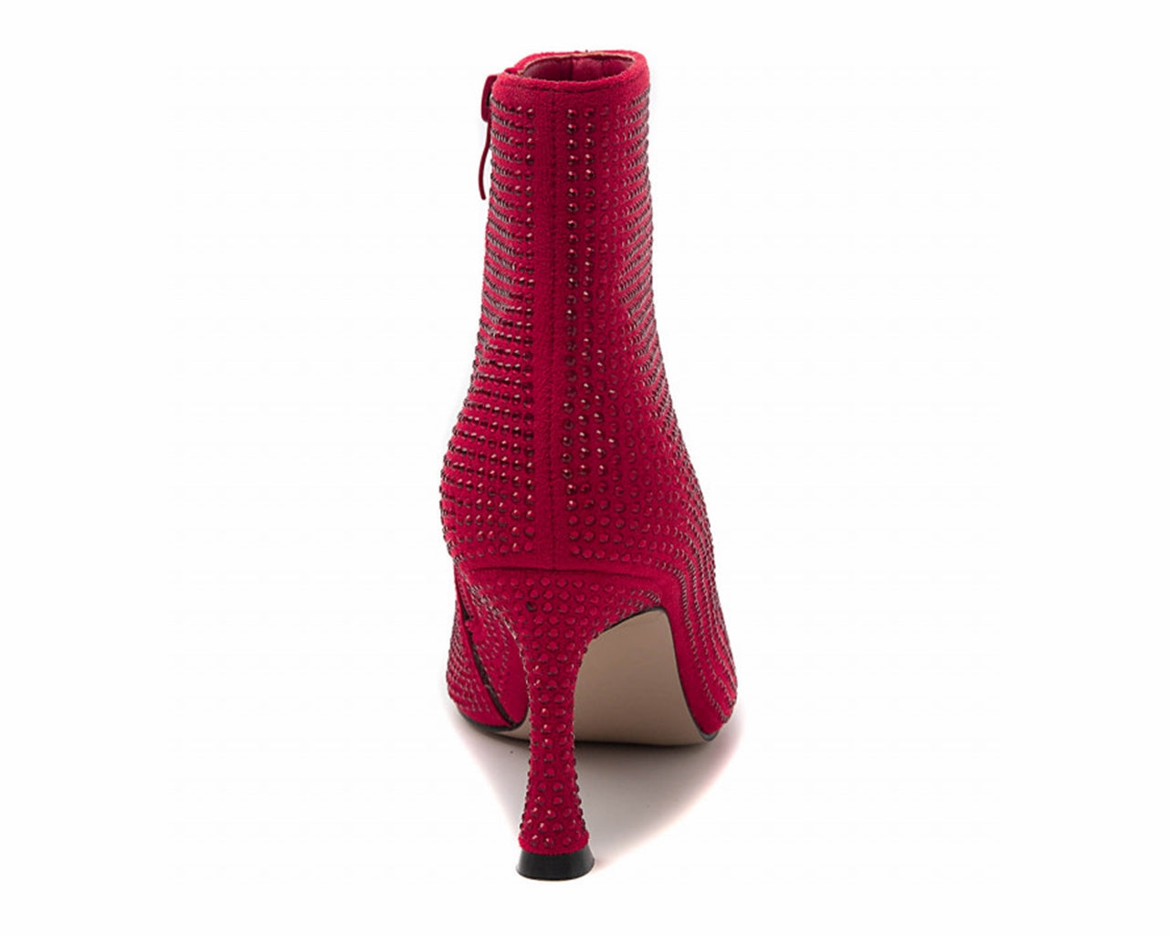 Rhinestone Zip Ankle Boots Red