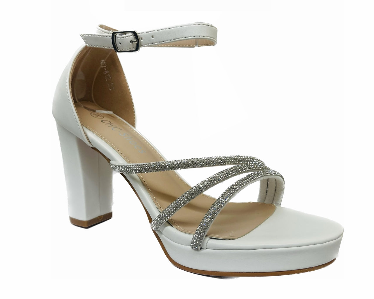 Diamante Strap Block Heel Sandals