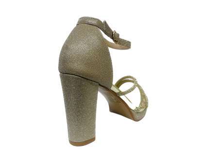 Diamante Strap Block Heel Sandals