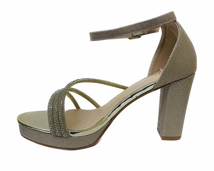 Diamante Strap Block Heel Sandals