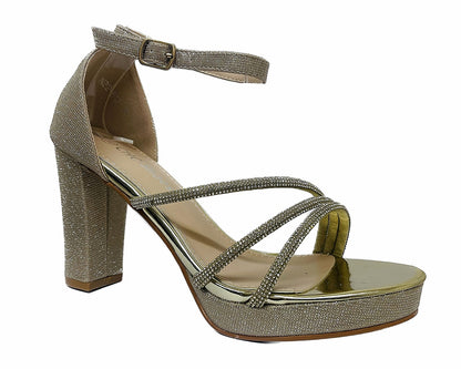 Diamante Strap Block Heel Sandals