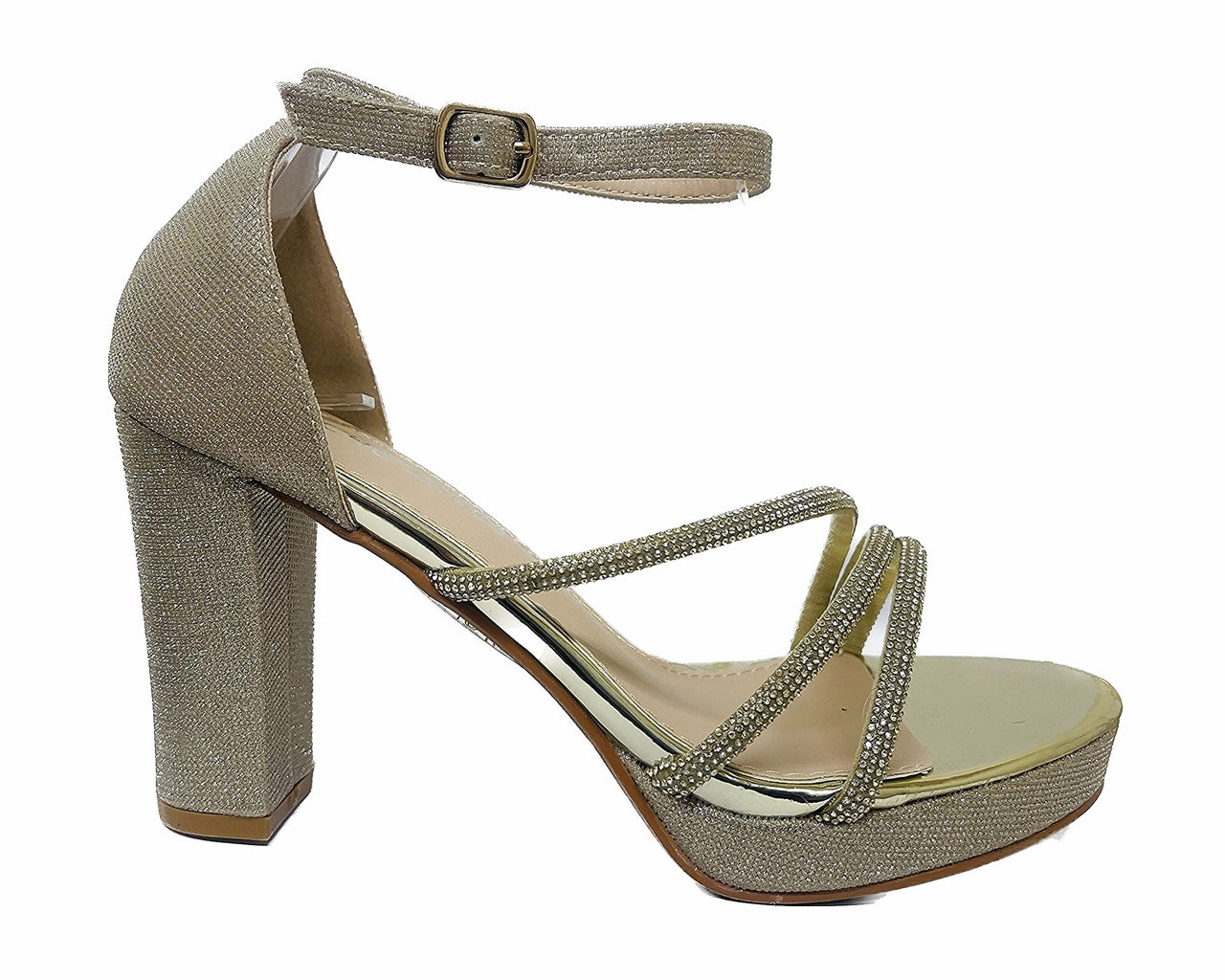 Diamante Strap Block Heel Sandals