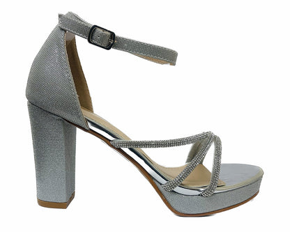 Diamante Strap Block Heel Sandals
