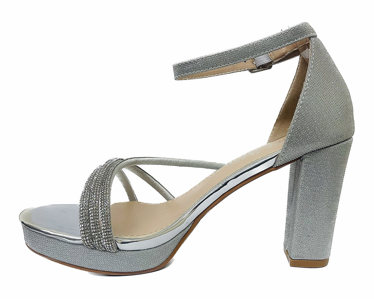 Diamante Strap Block Heel Sandals