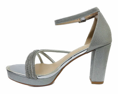 Diamante Strap Block Heel Sandals