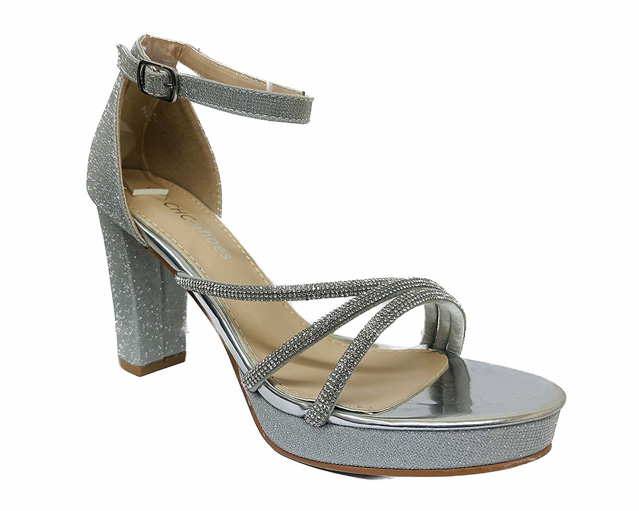 Diamante Strap Block Heel Sandals