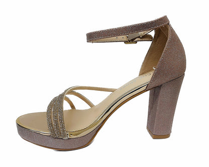 Diamante Strap Block Heel Sandals