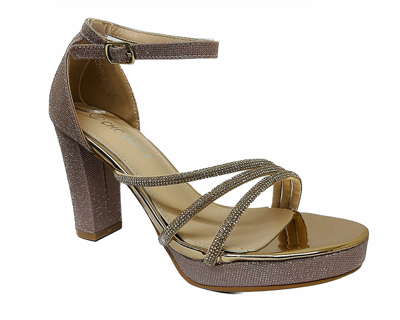 Diamante Strap Block Heel Sandals