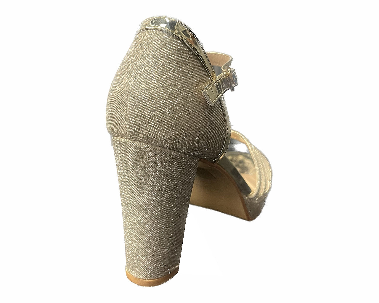Glitter Ankle Strap Block Heels Shoes