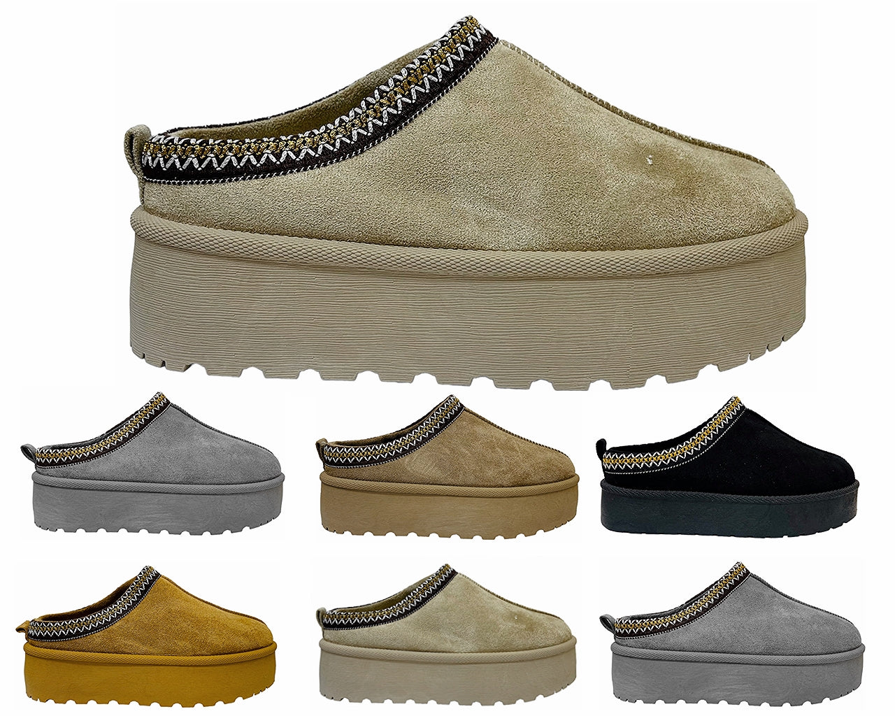 Faux Suede Aztec Platform Slip On Shoes