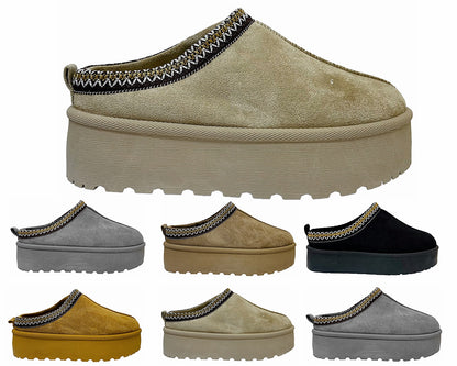 Faux Suede Aztec Platform Slip On Shoes