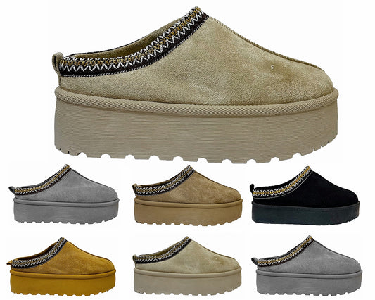 Faux Suede Aztec Platform Slip On Shoes