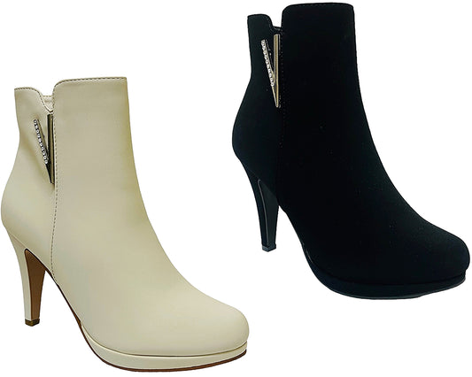 Faux Leather Round Toe Ankle Boots