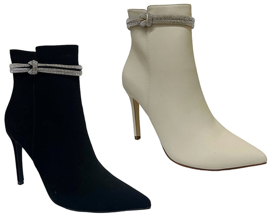Faux Leather Pointed Toe Ankle Boots