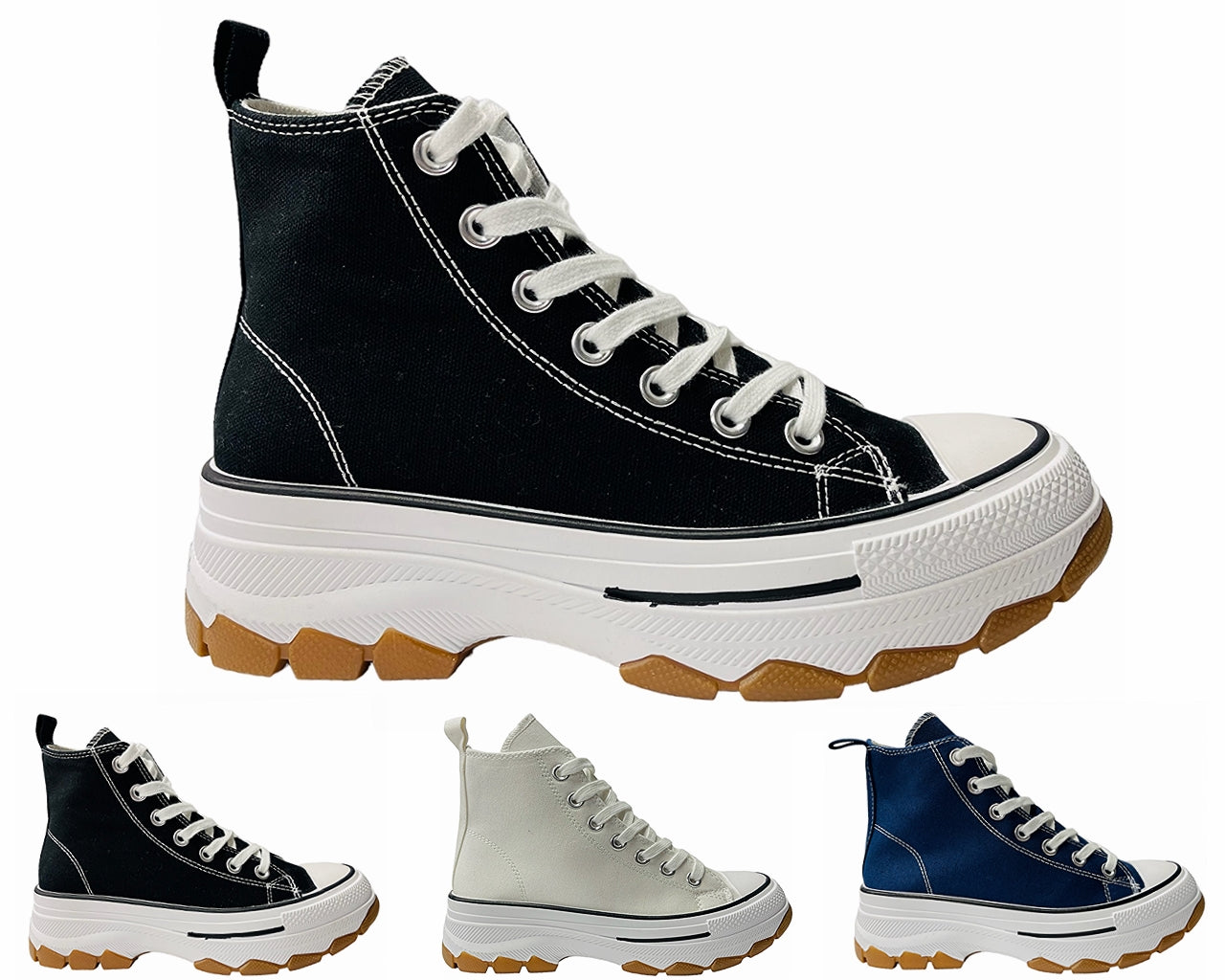 Chunky Sole Hi Top Canvas Trainers