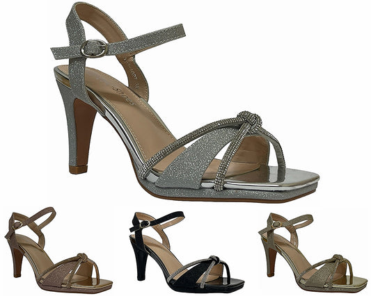 Glitter Ankle Strap Stiletto Heel Shoes