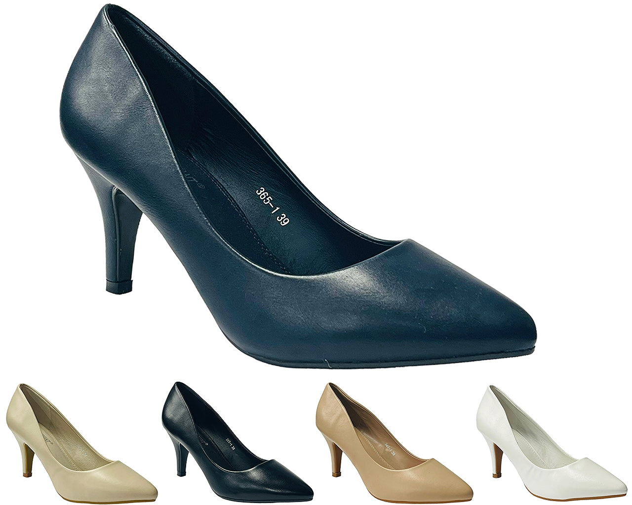 Faux Leather Stiletto Heel Court Shoes