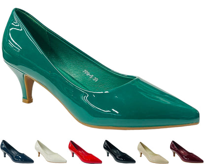 Stiletto Heel Faux Patent Leather Court Shoes