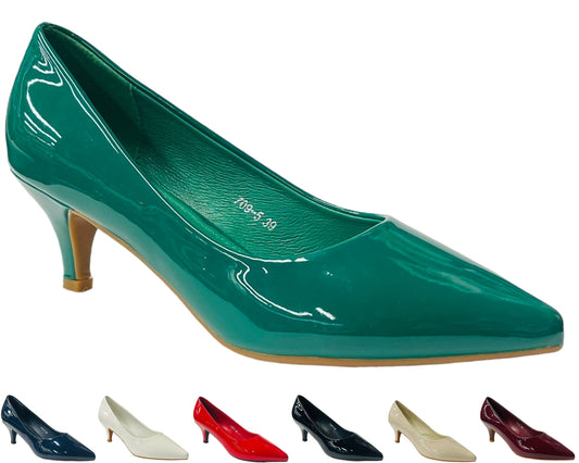 Stiletto Heel Faux Patent Leather Court Shoes